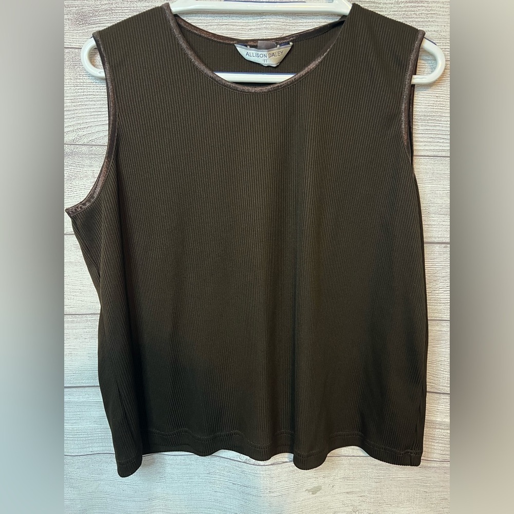 Vintage Allison Daley Brown Ribbed Sleeveless Top Size‎ 11